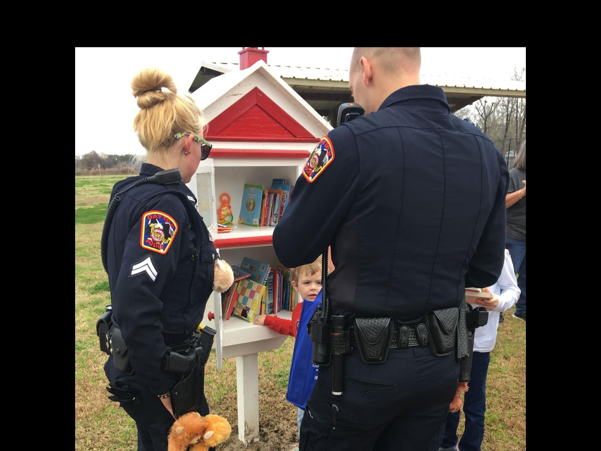 Officers with library box
